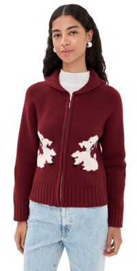Tanner Fletcher Wellington Poodle Zip-Up Sweater Oxblood 1