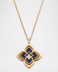 18K Yellow Gold Petite Venetian Princess Pirouette Lapis and Diamond Necklace