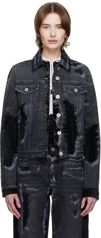 Jean Paul Gaultier Black 'The Flocked' Denim Jacket