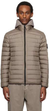 Stone Island Blouson gris rembourré en duvet à panneaux tissés au métier