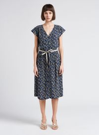 La Petite Francaise - Robe longue imprimée à Col V - Taille 42 - Noir