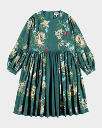 Girl's Cece Organic Cotton Paisley Flannel Dress, Size 7-12