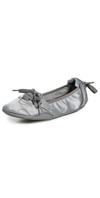 Acne Studios Lace Up Satin Ballet Flats Silver Grey 36