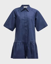 Crissy Puff-Sleeve Cotton Poplin Mini Shirtdress