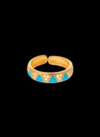 Hipanema - Bague ajustable avec émail coloré et strass - Taille Unique - Bleu