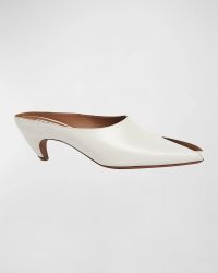 Leather Peep-Toe Kitten Mules