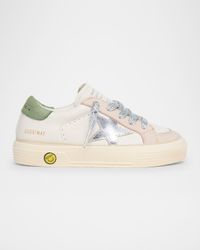 Girl's May Nappa Leather Star and Heel Lace-Up Sneakers, Toddler/Kids