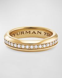 Men's Streamline 18k Gold Band Ring with Diamonds
