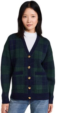 English Factory Check Cardigan Green Multi S