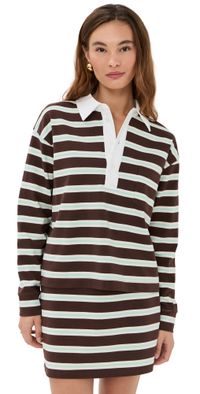 LE BOP Hayley Variegated Polo Ivory/Khaki/Black S