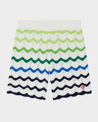 Boy's Gradient Wave Cotton Crochet Shorts, Size 3-14