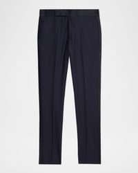 Men's Wool Satin-Trim Formal Pants
