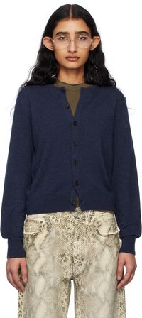 Acne Studios Navy Yak Wool Fitted Cardigan