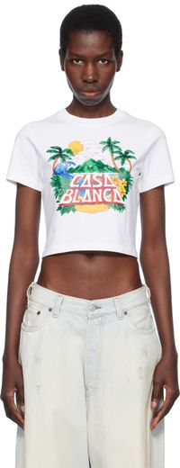 Casablanca White Casa Beach Wave Cropped T-shirt