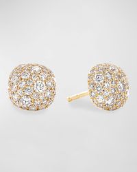 18k Yellow Gold Diamond Small Cushion Stud Earrings