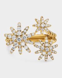 Starburst Multi Star Ring with Diamonds in 18K Gold, 17.7mm