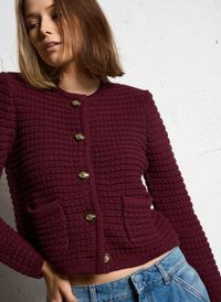 Ba&sh - Gilet manches longues en coton mélangé - Taille 4 - Rouge