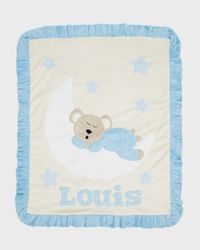 Personalized Goodnight Teddy Plush Blanket, Blue