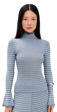 Proenza Schouler White Label Phyllis Turtleneck In Geo Knits Slate XL