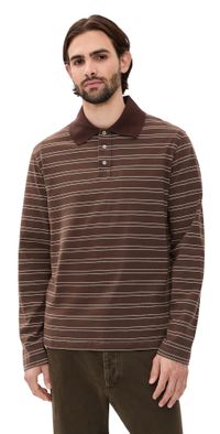 A. P.C. Polo Manches Longues Raye Polo Shirt CAA BROWN XXL