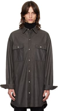 Rick Owens Gray Porterville Oversized Leather Shirt