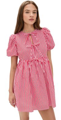 English Factory Stripe Sleeveless Bow Dress Red L