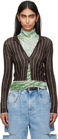 MM6 Maison Margiela Cardigan brun à rayures fines