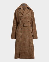 Glen Plaid Wool Trench Coat