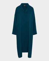 Damask Cloque Wide A-Line Double-Stand Collar Shirtdress