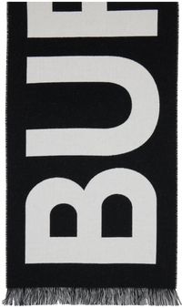 Burberry Black Logo Wool Scarf