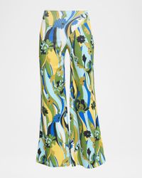 Acidic Floral Rib Wide-Leg Pants