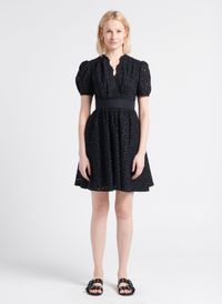 Pinko - Robe courte en broderie anglaise de coton - Taille 46 - Noir
