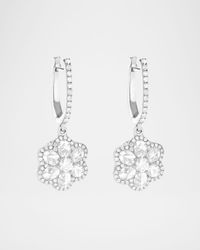 Floral 18K White Gold Floral Diamond Drop Earrings