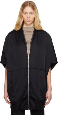 Rick Owens Black Hollywood Girdered Bubble Bomber Jacket