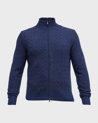 Men's Cable-Knit Cashmere Full-Zip Sweater
