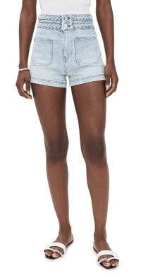 Veronica Beard Jean Elijah Patch Pocket Shorts with Braids Pale Stone 26