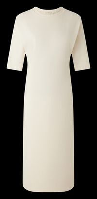 Sessun - Robe midi col rond en coton - Taille L - Blanc