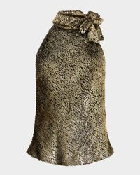 Textured Metallic Jacquard Halter Top