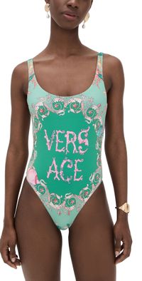 Versace Light Underwater Barocco Placed Print One Piece Eggshell/Multicolor 1