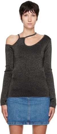 JW Anderson T-shirt à manches longues asymétrique noir