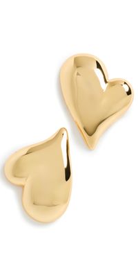 Jenny Bird Mega Art Heart Button Earrings High Polish Gold One Size