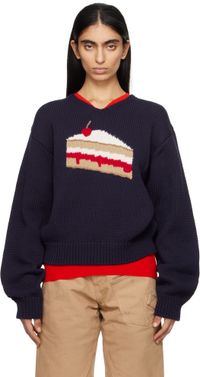JW Anderson Pull bleu marine à image de gâteau