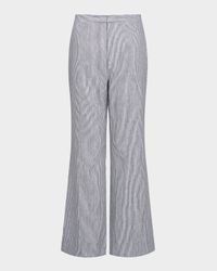 Ticking Stripe Cropped Flare Trousers
