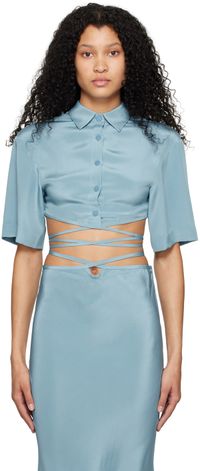 Christopher Esber Chemise écourtée bleue à sangles