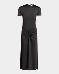 Gathered Drop-Waist Midi T-Shirt Dress