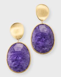 Lunaria 18K Yellow Gold Double Drop Earrings with Chorite