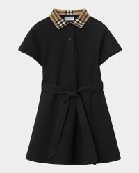 Girl's Astrid Check Polo Shirtdress, Size 3-14