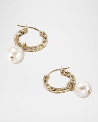 14K JH Essential Pearl Hoop Earrings, 16mm
