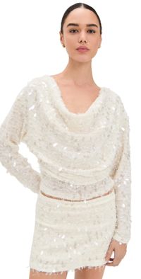 Bailey Rose Sequin Long Sleeve Top Champagne XS