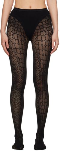 ALAÏA Black Croco Tights